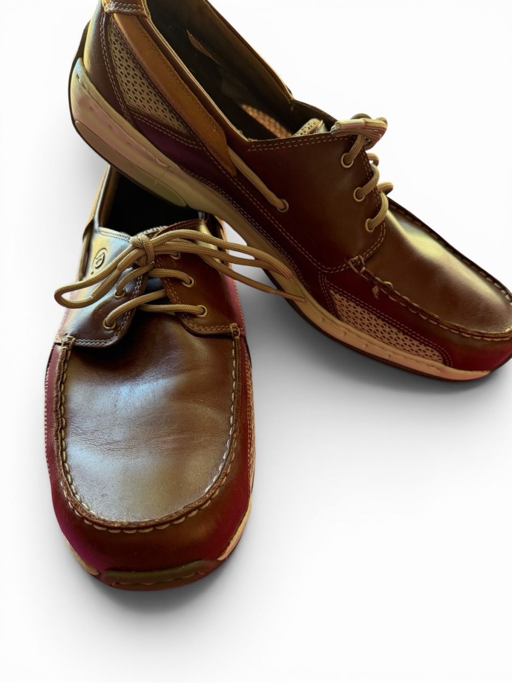 Dunham Men's Brown Leather Lace-Up Boat Shoes